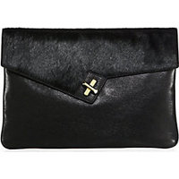 ELA M.I.L.C.K. Large Leather & Calf Hair Clutch photo