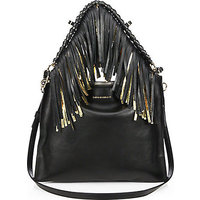 Elena Ghisellini Gia P Small Metallic Two-Tone Fringed Hobo Bag photo