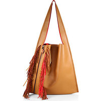 Elena Ghisellini Estia Contrast-Fringe Hobo Bag photo