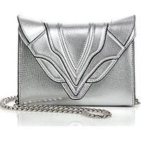 Elena Ghisellini Small Metallic Paneled Flap Clutch photo