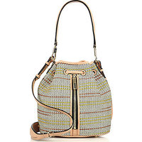 Elizabeth and James Cynnie Mini Woven Raffia & Leather Bucket Bag photo