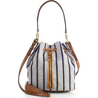 Elizabeth and James Cynnie Striped Mixed-Media Mini Bucket Bag photo