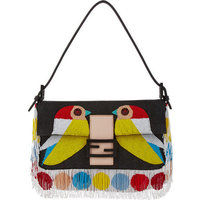 Fendi Fringed Embroidered Baguette Shoulder Bag photo