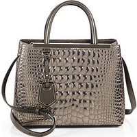 Fendi Metallic Crocodile-Embossed Petite 2Jours Shopper photo