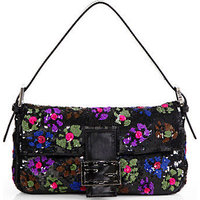 Fendi Multicolor Floral Medium Sequin Baguette photo