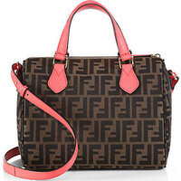 Fendi Zucca Contrast-Trim Fabric Boston Bag photo