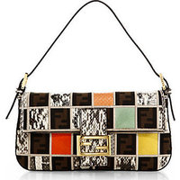 Fendi Zucca Medium Mixed-Media Check Baguette photo