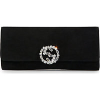 Gucci Broadway Suede Clutch with Crystal Closure photo