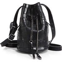 Halston Heritage Mini Crocodile-Embossed Bucket Bag photo