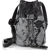 Halston Heritage Mini Metallic Python-Embossed Chain Bucket Bag photo