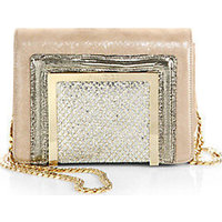 Jimmy Choo Ava Glitter Suede, Embossed Leather & Lamé Mini Shoulder Bag photo