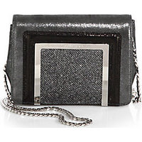 Jimmy Choo Ava Glitter Suede, Patent Leather & Lamé Mini Shoulder Bag photo