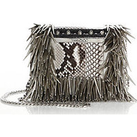 Jimmy Choo Ava Metal-Fringed Snakeskin & Leather Crossbody Bag photo