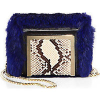 Jimmy Choo Ava Rabbit Fur & Metallic Python Mini Bag photo