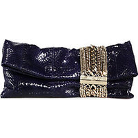 Jimmy Choo Chandra Chain-Embellished Snakeskin Clutch photo