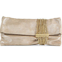 Jimmy Choo Chandra Shimmer Suede Chain Clutch photo