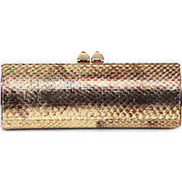 Jimmy Choo Charm Snakeskin Tube Clutch photo