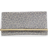 Jimmy Choo Maia Leopard-Print Glittered-Fabric Clutch photo