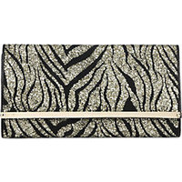 Jimmy Choo Maia Zebra-Patterned Glittered-Fabric Clutch photo