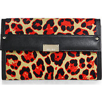 Jimmy Choo Reese Leopard-Print Calf Hair & Leather Clutch photo