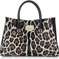 Jimmy Choo Riley Leopard-Spotted Calf Hair and Leather Tote photo