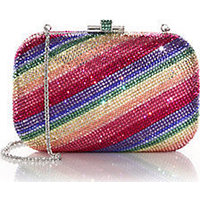 Judith Leiber Slide Lock Multicolor Swarovski Crystal Clutch photo