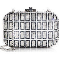 Judith Leiber Slide Lock Square-Patterned Swarovski Crystal Clutch photo