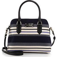 Kate Spade New York Grove Court Striped Cotton & Leather Satchel photo