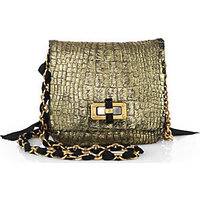 Lanvin Happy Mini Metallic Crocodile-Embossed Calf Hair Shoulder Bag photo