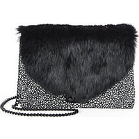 Loeffler Randall Fur & Leather Junior Lock Clutch photo