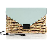 Loeffler Randall Raffia & Leather Lock Clutch photo