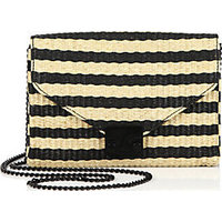 Loeffler Randall Striped Woven Raffia Junior Lock Clutch photo