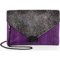 Loeffler Randall Watersnake & Calf Hair Junior Lock Clutch photo