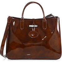 Longchamp Roseau Box Medium Patent-Leather Tote photo