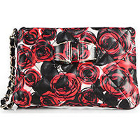 Love Moschino Quilted Rose-Print Faux-Leather Pouch photo