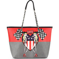 Love Moschino Racing-Flag Faux Leather Tote photo