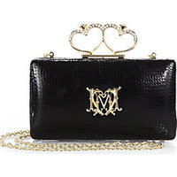 Love Moschino Twin Hearts Faux Snakeskin Box Clutch photo