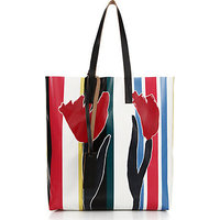 Marni Striped Tulip-Print Faux-Leather Tote photo