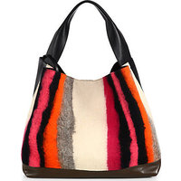 Marni Striped Wool & Leather Shoulder Bag photo