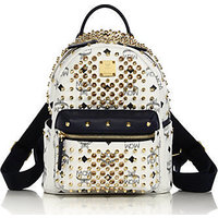 MCM Diamond Visetos Embellished Faux Leather Backpack photo