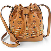 MCM Gold Visetos Mini Coated-Canvas Drawstring Bucket Bag photo