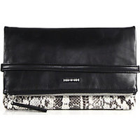 McQ Alexander McQueen Phlox Python & Leather Fold-Over Clutch photo