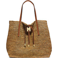 Michael Kors Miranda Raffia & Leather Tote photo