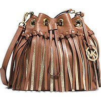 MICHAEL MICHAEL KORS Christy Medium Metallic Fringed Drawstring Messenger Bag photo