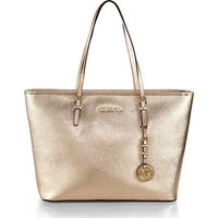 MICHAEL MICHAEL KORS Jet Set Top-Zip Metallic Saffiano Tote photo