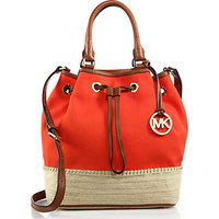 MICHAEL MICHAEL KORS Marina Espadrille Large Canvas & Leather Drawstring Tote photo