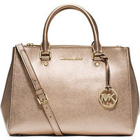 MICHAEL MICHAEL KORS Sutton Medium Metallic Saffiano Leather Satchel photo