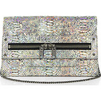 MILLY Holographic Python-Embossed Clutch photo