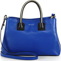 MILLY Logan Small Bicolor Zip-Handle Tote photo