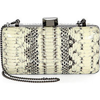 MILLY Makenna Snakeskin Minaudiere Clutch photo